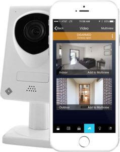 protect america app on smartphone with security camera