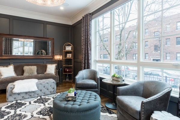glass window in living room at home