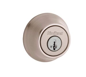 Kwikset Single Cylinder Deadbolt with SmartKey, Satin Nickel Finish