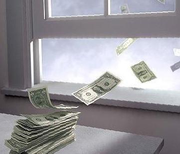 Money Flying out of a window