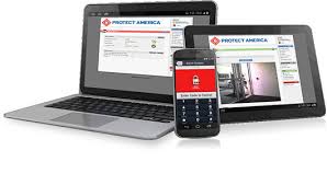 Laptop, iPhone and ipad displaying Protect Americas account control