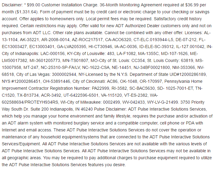 ADT Disclaimer
