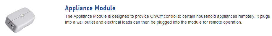 Picture and description of appliance module