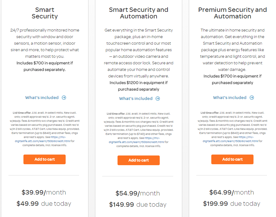AT&T digital life packages