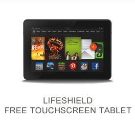 Black touchscreen tablet to control security system