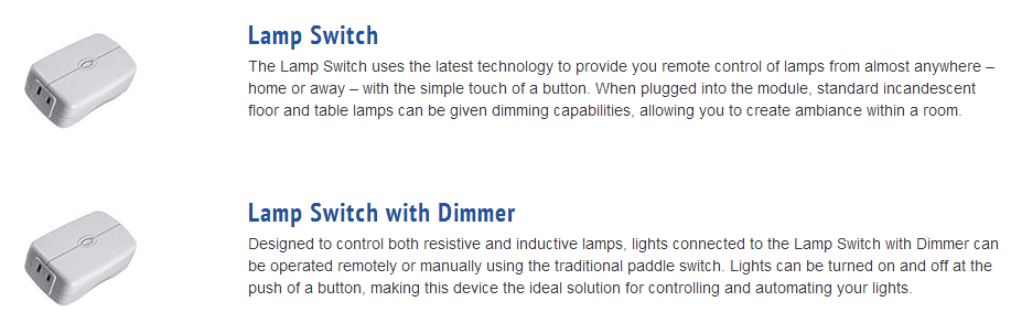 Description of two lighting modules with module picture