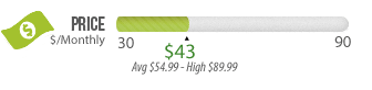 Price bar Graph showing $43 on a scale from $30 to $90