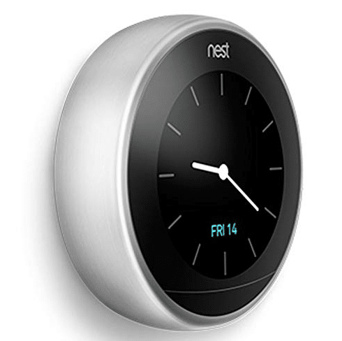 nest thermostat showing clock