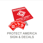 Red and white WARNING signs.