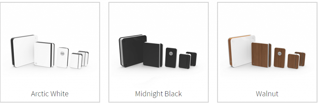 Scout alarm system white, black and walnut colors
