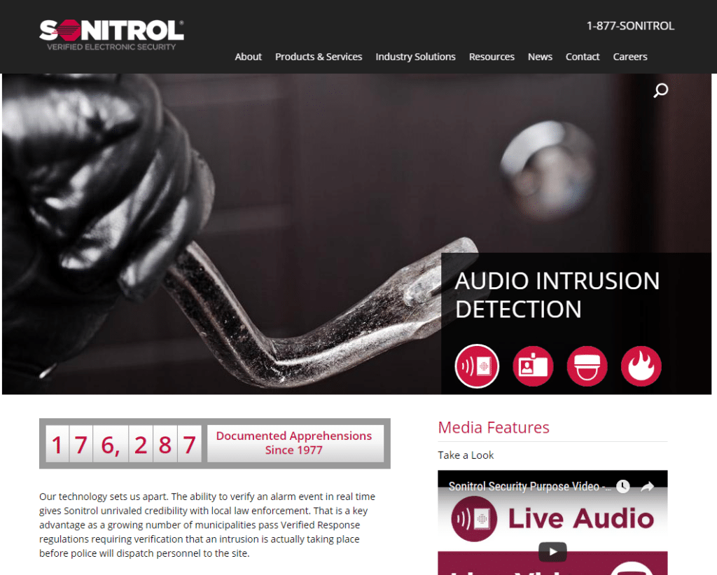 Sonitrol website screenshot