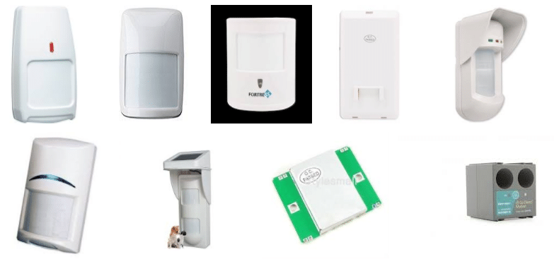 ten different motion sensors displayed